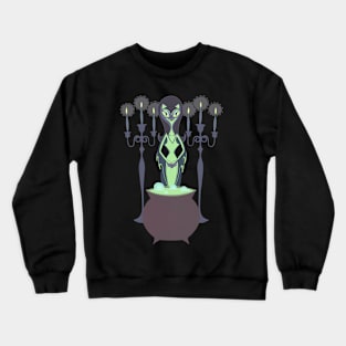 Halloween Witch Kitty at Cauldron Crewneck Sweatshirt